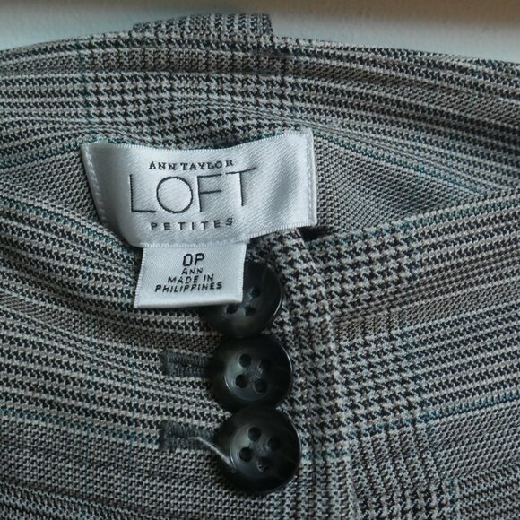 Ann Taylor LOFT Gray Plaid Dress Pants - Houndstooth Pattern - Women's Size 0P - Picture 13 of 13